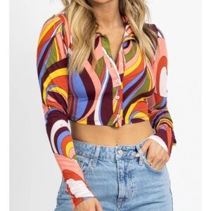 Win Win Multicolor Abstract Women's Top